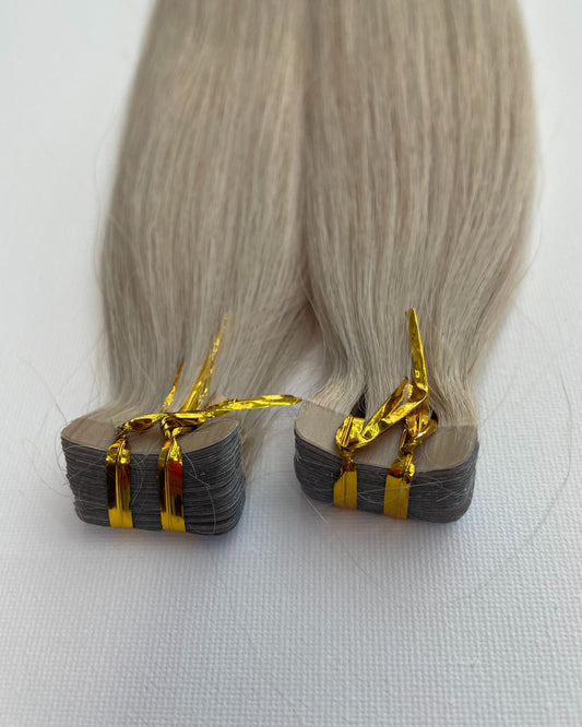 Mini Tape-In Echthaar Extensions – Platin Aschblond